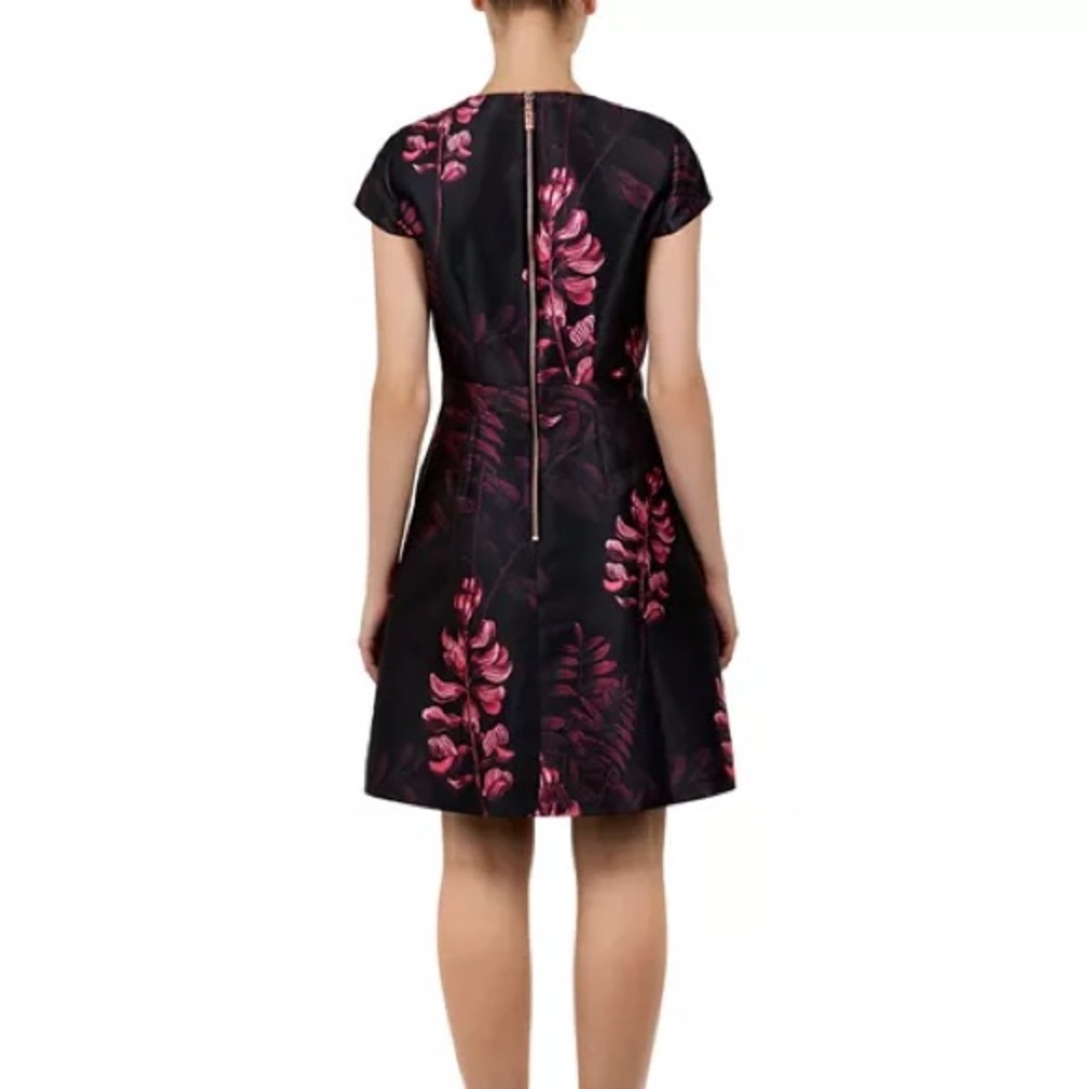 Ted Baker Jebby Splendor Jacquard Dress Black Fuschia Floral - Picture 13 of 13